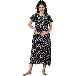 secret wish Printed Hosiery Maternity Nighty/Maxi Nighty/Feeding/Nursing/Zipper/Printed-picture-21