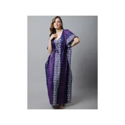 Secret Wish Purple Printed Cotton Kaftan Nighty-picture-11