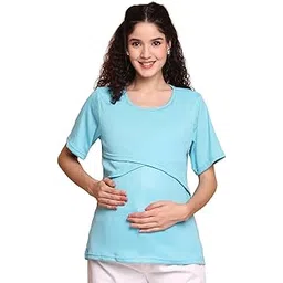 secret wish Solid Poly Rib Zipless Maternity Top/Nursing wear/Feeding top/Pregnancy wear-picture-13