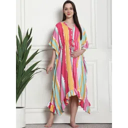 Secret Wish Striped Short Sleeves Maternity Kaftan Nightdress-picture-25