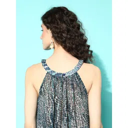 Secret Wish Teal Animal Printed Halter Neck Swimwear Cover Up Dress image 4