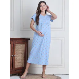 Secret Wish Women Candy Hosiery Printed Pure Cotton Maternity Nighty-picture-26