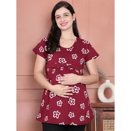 Secret Wish Women Floral Hosiery Printed Cotton Maternity Nursing Top-picture-31