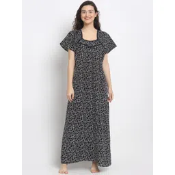 Secret Wish Women Navy Blue & White Printed Nighty-picture-33