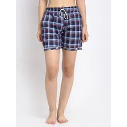 Secret Wish Women Navy Blue Checked Shorts-picture-32