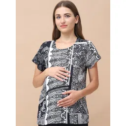 Secret Wish Women Printed Maternity Lounge T-shirt-picture-22