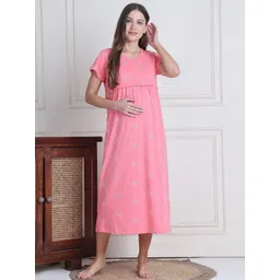 Secret Wish Women Pure Cotton Printed Hosiery Maternity Nighty-picture-19