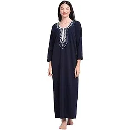 secret wish Women's Navy Blue Woolen Maxi Nighty (Free Size)-picture-14