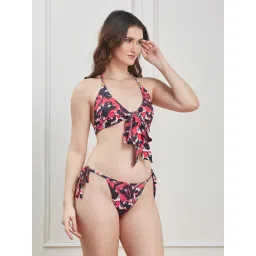 Secrets By ZeroKaata Multi-Color Printed Halter Beachwear Swim Bikini Top with Bottom for Women-picture-22