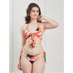 Secrets By ZeroKaata Multi-Color Printed Halter Beachwear Swim Bikini Top with Bottom for Women-picture-21