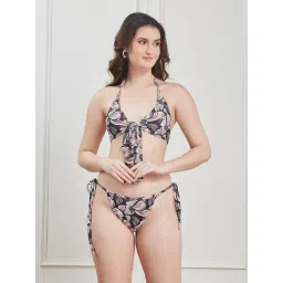 Secrets By ZeroKaata Multi-Color Printed Halter Beachwear Swim Bikini Top with Bottom for Women-picture-23