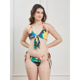 Secrets By ZeroKaata Multi-Color Printed Halter Beachwear Swim Bikini Top with Bottom for Women-picture-26