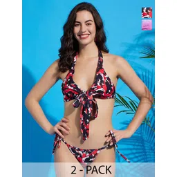 SECRETS BY ZEROKAATA Women Pack of 2 Printed Halter Beachwear Swim Bikini Set-picture-19