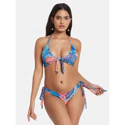 SECRETS BY ZEROKAATA Women Printed Halter Beachwear Swim Bikini Set image 1