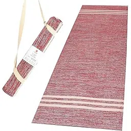SECURE BASKET Cotton Yoga Mat Men | yoga mat women | exercise mat with anti skid back | eco friendly yoga mat | 24 x 72 Inches or 60 x 180 CM, Cotton | Earth Maroon-picture-15