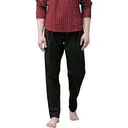 see designs Black Cotton Regular Fit Pyjamas Drawstring Closure 2 Side Pockets-picture-41