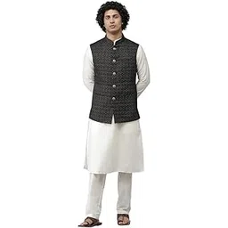 see designs Black Regular Fit Self Pattern Nehru Jacket-picture-10