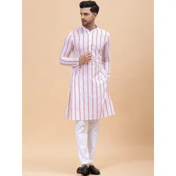 See Designs Embroidered Mandarin Collar Pure Cotton Kurta with Pyjamas-picture-11