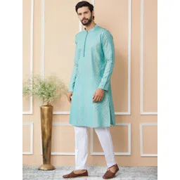 See Designs Embroidered Regular Sequinned Chanderi Silk Kurta with Pyjamas-picture-12