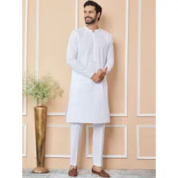 See Designs Embroidered Regular Thread Work Pure Cotton Kurta with Pyjamas-picture-11