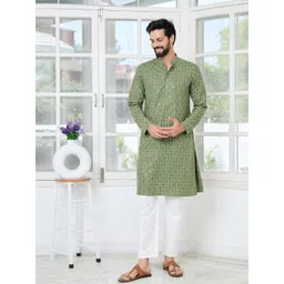 See Designs Floral Embroidered Mandarin Collar Chikankari Straight Kurta-picture-19