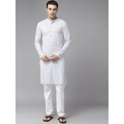 See Designs Floral Embroidered Mandarin Collar Thread Work Straight Cotton Kurta-picture-15
