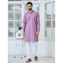 See Designs Floral Embroidered Mandarin Collar Thread Work Straight Kurta-picture-10