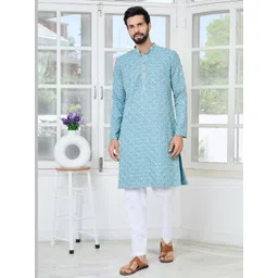 See Designs Floral Embroidered Mandarin Collar Thread Work Straight Kurta image 2