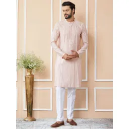 See Designs Floral Embroidered Regular Sequinned Pure Cotton Kurta with Pyjamas-picture-31