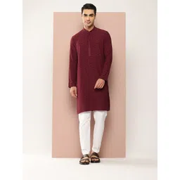 See Designs Floral Embroidered Thread Work Kurta with Pyjamas-picture-35