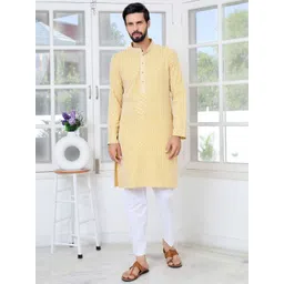 See Designs Floral Embroidered Thread Work Sequinned Kurta With Pyjamas-picture-30