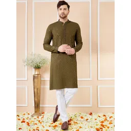 See Designs Floral Thread Work Pathani Kurta-picture-36