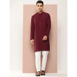 See Designs Geometric Embroidered Mandarin Collar Chikankari Straight Kurta-picture-37
