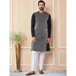 See Designs Mandarin Collar Long Sleeves Thread Work Straight Kurta-picture-13