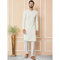 See Designs Mandarin Collar Long Sleeves Thread Work Straight Kurta-picture-19