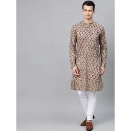 See Designs Men Blue & Beige Printed Straight Kurta-picture-23
