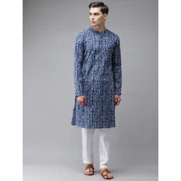 See Designs Men Blue Printed Regular Pure Cotton Kurta with Pyjamas-image-30