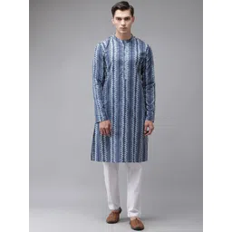 See Designs Men Blue Pure Cotton Kurta with Pyjamas-picture-24