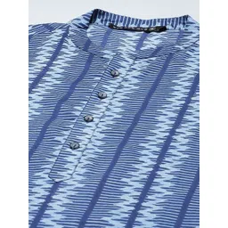 See Designs Men Blue Striped Cotton Kurta image 4