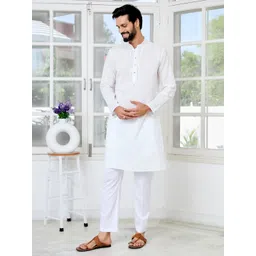 See Designs Men Cotton Mandarin Collar Embroidered Thread Work Kurta-picture-37