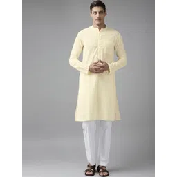 See Designs Men Cream-Coloured Slub Effect Pure Cotton Kurta-picture-28