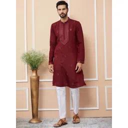 See Designs Men Embroidered Thread Work Kurta image 1