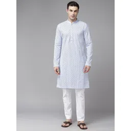 See Designs Men Embroidered Thread Work Pure Cotton Kurta with Pyjamas-picture-26
