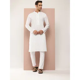 See Designs Men Embroidered Thread Work Pure Cotton Kurta with Pyjamas-picture-27