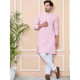 See Designs Men Ethnic Motifs Embroidered Regular Thread Work Kurta with Pyjamas-picture-37