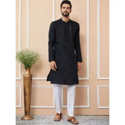 See Designs Men Floral Embroidered Regular Sequinned Kurta with Pyjamas-picture-36