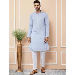 See Designs Men Floral Embroidered Regular Sequinned Kurta with Pyjamas-picture-38