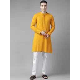 See Designs Men Floral Embroidered Regular Sequinned Kurta with Pyjamas-picture-28