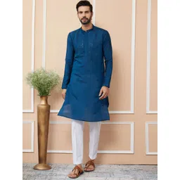 See Designs Men Floral Embroidered Regular Sequinned Kurta with Pyjamas-picture-40