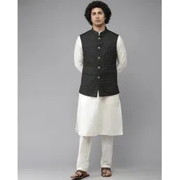 see designs Men Floral Woven Slim Fit Nehru Jacket-picture-12